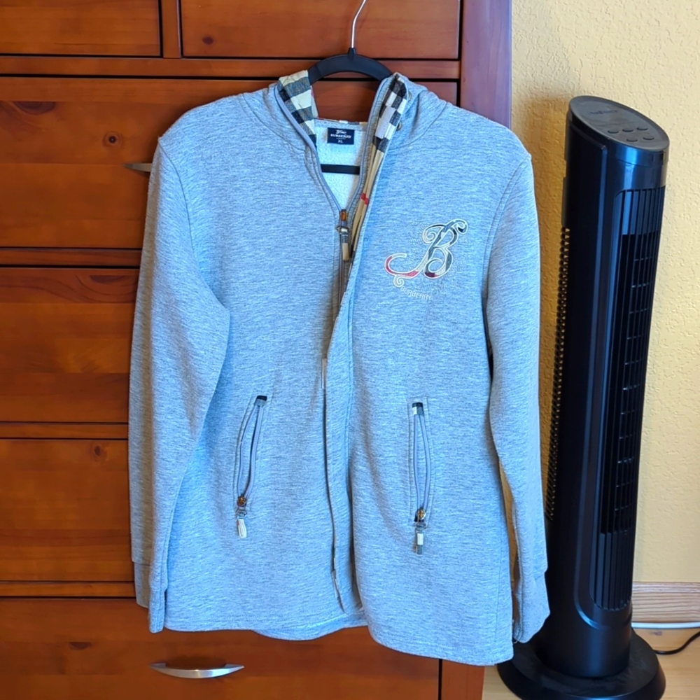 B. Embroidered Light Gray Hoodie Jacket - Women's